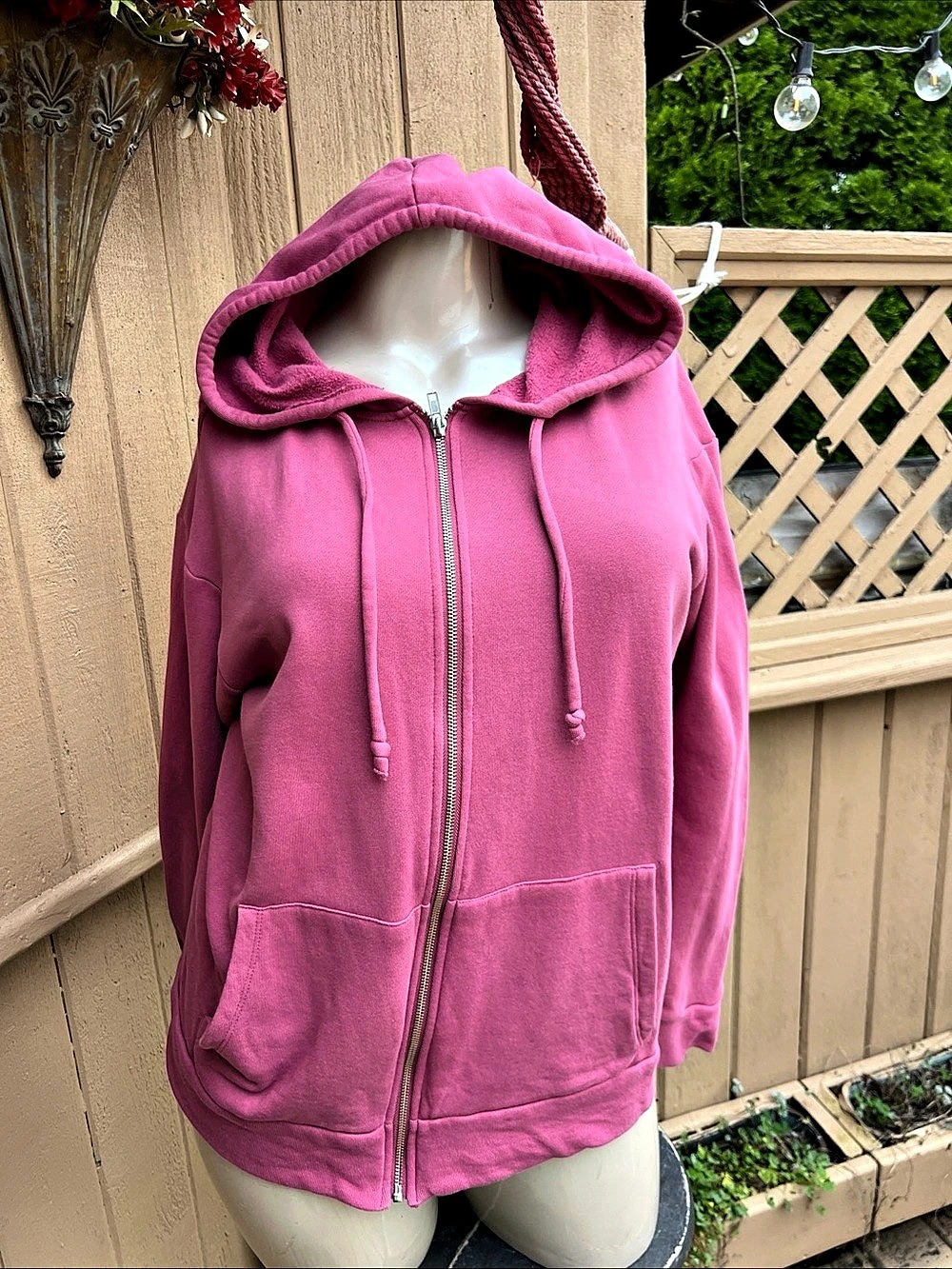 BP Nordstrom Womens S/M/L PINK Oversized Sweatshirt Zip Up Hoodie 100 💯 COTTON